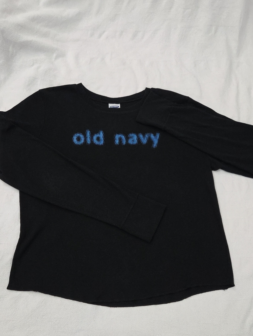 Old Navy Black Blue Graphic Spellout Long Sleeve Tee XL